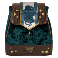 LOUNGEFLY - HARRY POTTER - SLYTHERIN BANNER VELVET MINI BACKPACK - LOUNGFLY EXCLUSIVE LIMITED EDITION