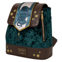 LOUNGEFLY - HARRY POTTER - SLYTHERIN BANNER VELVET MINI BACKPACK - LOUNGFLY EXCLUSIVE LIMITED EDITION