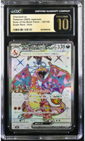 CGC GRADED - PRISTINE 10 - POKEMON - CHARIZARD EX (2023) JAPANESE - RULER OF THE BLACK FLAME - 125/108 SUPER RARE HOLO - 6015994046