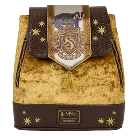LOUNGEFLY - HARRY POTTER - HUFFLEPUFF BANNER VELVET MINI BACKPACK - LOUNGFLY EXCLUSIVE LIMITED EDITION