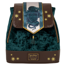 LOUNGEFLY - HARRY POTTER - SLYTHERIN BANNER VELVET MINI BACKPACK - LOUNGFLY EXCLUSIVE LIMITED EDITION
