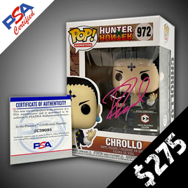 Hunter X Hunter: Chrollo Pop! Vinyl SIGNIERT von Robbie Daymond – CHALICE EXCLUSIVE (PSA ZERTIFIZIERT)