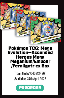 PRE-ORDER - POKÉMON TCG: ASCENDED HEROES MEGA MEGANIUM EX BOX, MEGA EMBOAR EX BOX, OR MEGA FERALIGATR EX BOX - RANDOM BOX