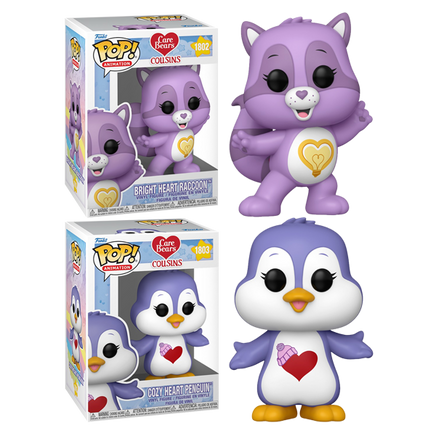 CARE BEARS Cousins Bright Heart Racoon Cozy Heart Penguin Pop