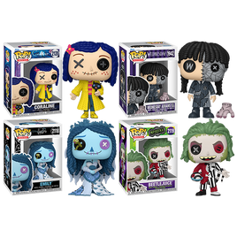 PRE-ORDER - FUNKO: PATCHWORK WEDNESDAY EMILY BEETLEJUICE CORALINE POP! VINYL - BUNDLE (SET OF 4)