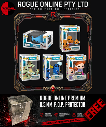 PRE-ORDER - FINDING NEMO - BRUCE CRUSH WITH SQUIRT MARLIN WITH NEMO DARLA DORY POP! VINYL FIGURE - BUNDLE (SET OF 5) - Rogue Online Pty Ltd
