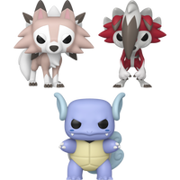 PRE-ORDER - Pokemon - Lycanroc (Midday Form), Lycanroc (Midnight Form) & Wartortle Pop! Vinyl Figure Bundle (Set of 3)