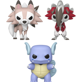 PRE-ORDER - Pokemon - Lycanroc (Midday Form), Lycanroc (Midnight Form) & Wartortle Pop! Vinyl Figure Bundle (Set of 3)