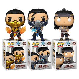 MORTAL KOMBAT - Scorpion #1021 Sub-Zero #1022 Liu Kang #1023 Pop! Vinyl Figure - BUNDLE SET OF 3