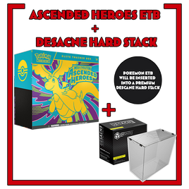 PRE-ORDER - POKÉMON TCG: MEGA EVOLUTION - ASCENDED HEROES ELITE TRAINER BOX + DESCANE PREMIUM ETB HARD STACK