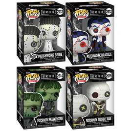 PRE-ORDER - UNIVERSAL MONSTERS - PATCHWORK BRIDE, DRACULA, FRANKENSTEIN & INVISIBLE MAN POP! VINYL FIGURE - BUNDLE (SET OF 4)
