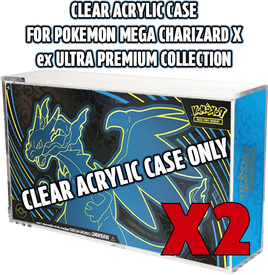 POKEMON MEGA CHARIZARD X ex ULTRA PREMIUM COLLECTION UPC CLEAR ACRYLIC HARD PROTECTOR BOX STACK CASE - BUNDLE (SET OF 2)