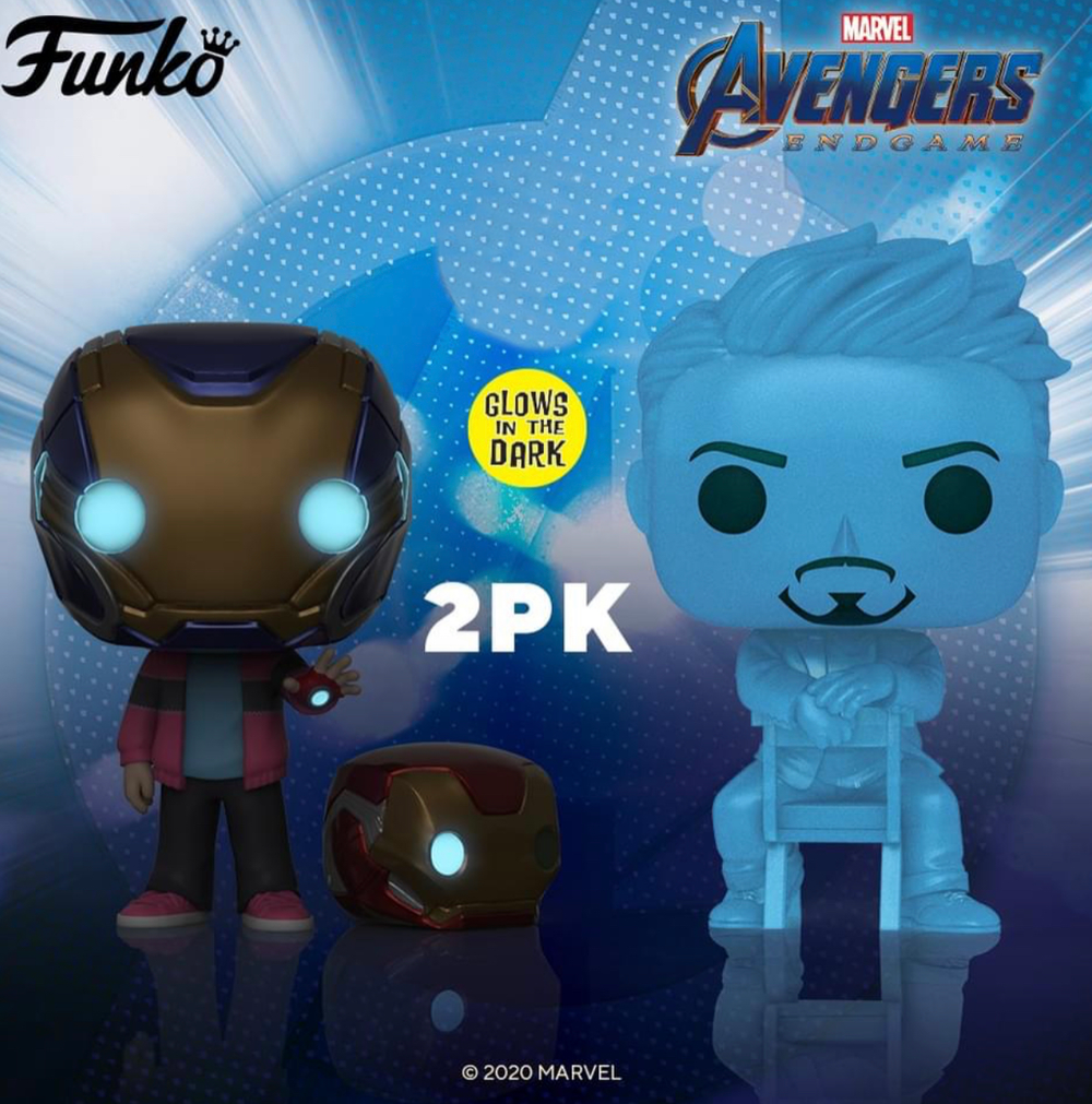 Avengers 4: Endgame - Morgan & Hologram Tony Glow with Helmet Exclusive Pop! Vinyl 2-Pack[RS]