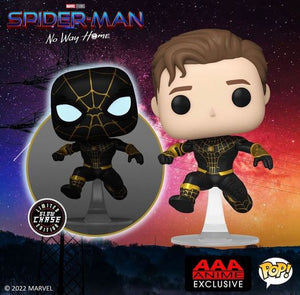 Spider-Man No Way Home Unmasked Spider-Man Black Suit Pop! Vinyl - AAA EXCLUSIVE CHASE BUNDLE