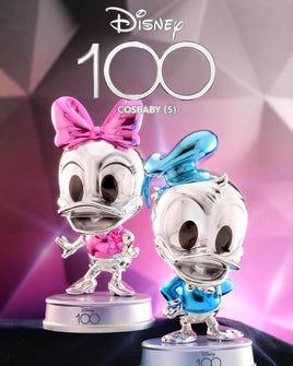 HOT TOYS - DISNEY 100 - Coffret de 2 figurines Donald et Daisy Cosbaby métallisées