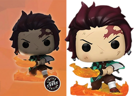 DEMON SLAYER - Tanjiro with Flaming Blade Exclusive Pop! Vinyl Figure - CHASE BUNDLE