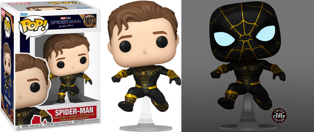 Spider-Man No Way Home Unmasked Spider-Man Black Suit Exclusive Pop! Vinyl - CHASE BUNDLE