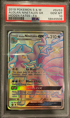 Pokemon - Alolan Ninetales GX SV53/SV94 Ultra Rare Shiny Hidden Fates PSA 10