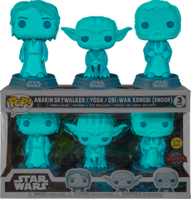 Star Wars: Across the Galaxy - Anakin Skywalker, Yoda & Obi-Wan Kenobi Endor Force Ghost Glow in the Dark Exclusive Pop! Vinyl Figure 3-Pack