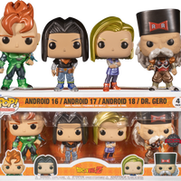 Dragon Ball Z - METALLIC Android 16, Android 17, Android 18 & Dr Gero Exclusive Pop! 4-Pack