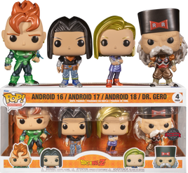 Dragon Ball Z - METALLIC Android 16, Android 17, Android 18 & Dr Gero Exclusive Pop! 4-Pack