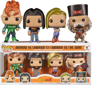 Dragon Ball Z - METALLIC Android 16, Android 17, Android 18 & Dr Gero Exclusive Pop! 4-Pack